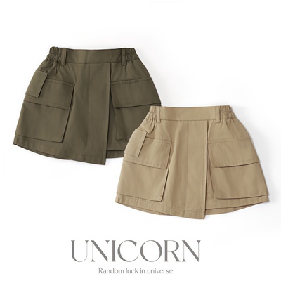 UNICORN女童25年夏季新款工装半身裙女宝休闲韩版时尚不规则短裙