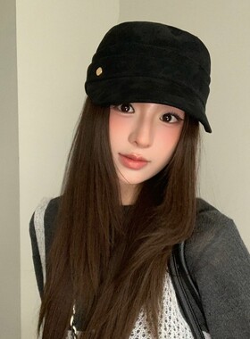 秋冬英伦复古麂皮报童帽显脸小