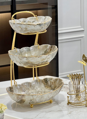 速发欧品多层陶瓷水盘盘客厅茶几家用干果果果蛋糕架甜式台点心盘