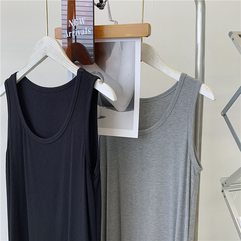 速发莫代尔背心裙夏季垂感纯色宽松慵懒无袖T恤内搭外穿舞蹈服背