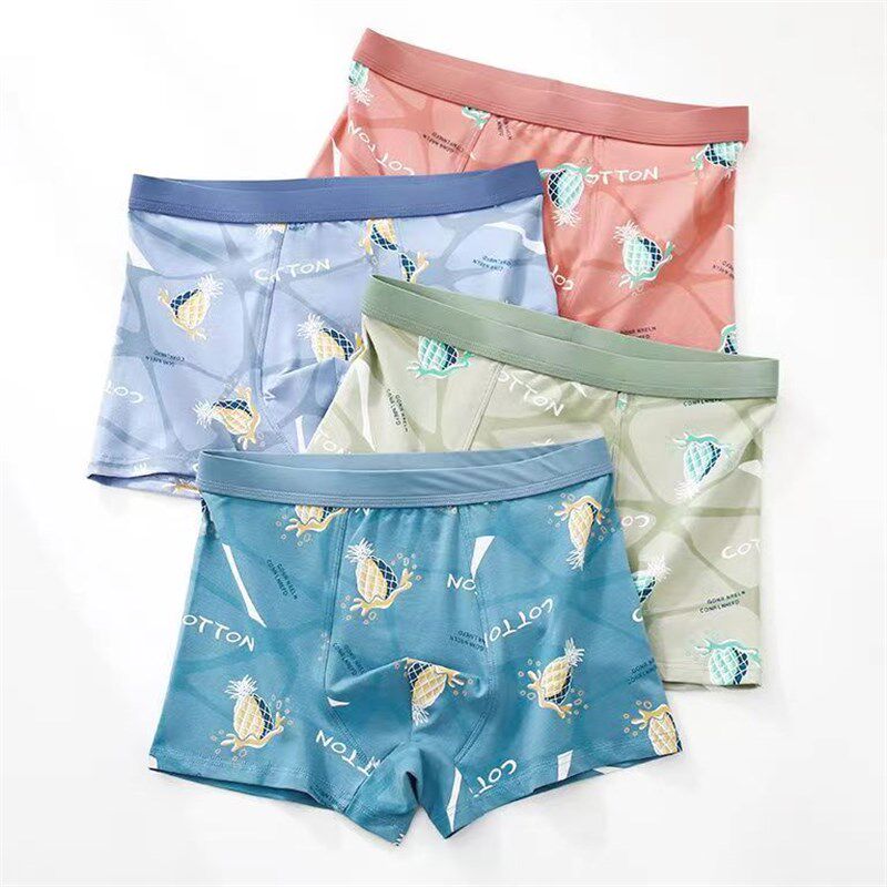 速发初中学生高透生纯棉青少年运动中气裤生平角男四角裤