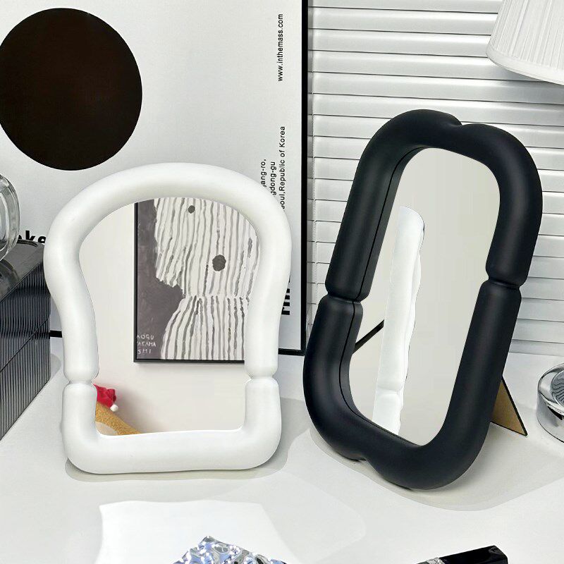 速发桌面简约梳妆镜梳妆台可立台式高级感镜子学值宿舍高颜生化妆