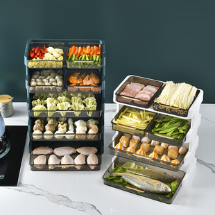 速发厨房备器置物架家用多层多加叠功能分格专用托盘神菜火锅配菜