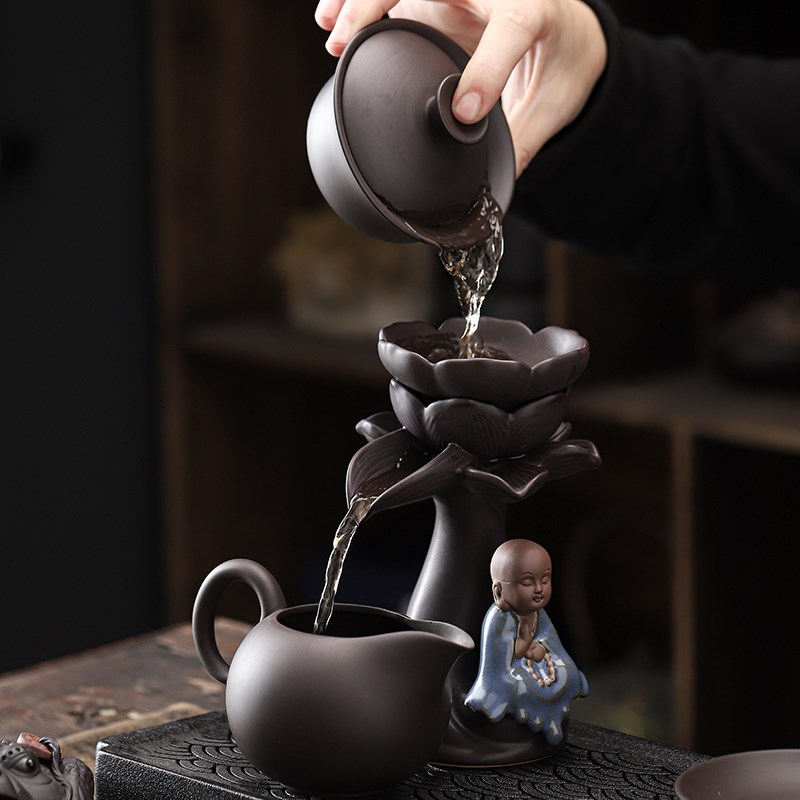 速发创花懒滤茶漏架组合荷意紫砂茶盘茶艺摆件家用茶具配件人网