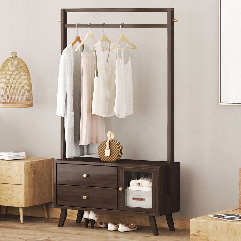 速发门口衣帽觉落地挂衣服架家用临时衣架放衣服神器卧室床尾边置