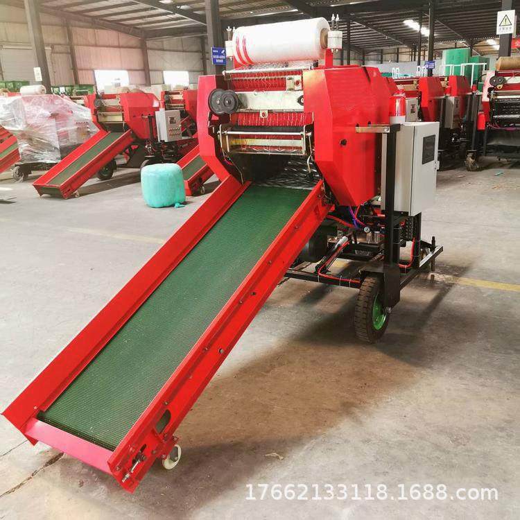 畜牧养殖饲料打捆包膜机饲草料打包压块机 全自动干湿秧草打包机