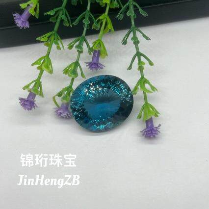 天然伦敦蓝托帕石蛋形裸石大尺寸大规格项链首饰镶嵌主石
