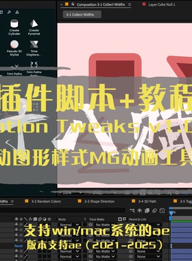 AE插件Motion Tweaks运动效果运动图形样式MG动画工具包win+mac