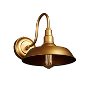 仿古美式 路灯阳台门厅铁艺室外做旧锅盖金色户外壁灯 工业复古老式