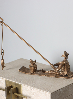 新中式样板房间家居玄关饰品摆件客厅卧室首饰盒拱门桥钓鱼翁屏风