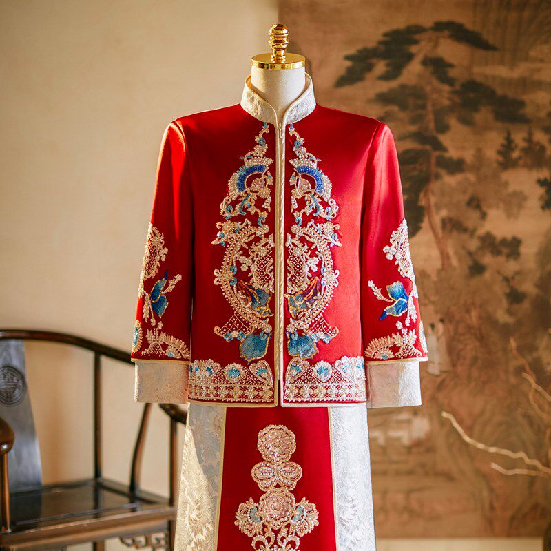 男士秀禾服2024年新款中式新郎结婚礼服大码接亲服龙凤褂男装秀和
