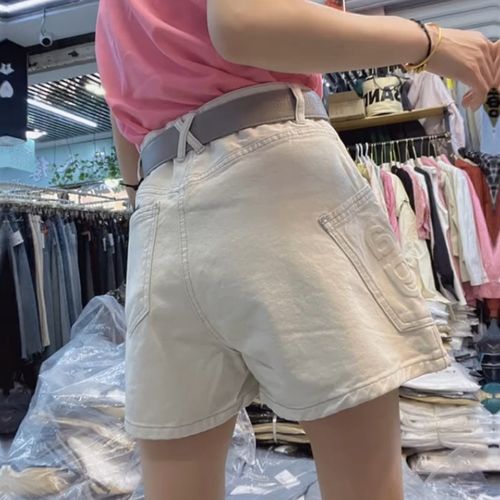 白色牛仔短裙裤女高腰夏季大码胖mm遮肚子遮胯显瘦a字半身裙裤子