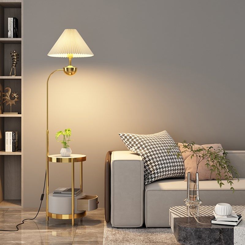 法式奶油风落地灯客厅卧室高级感轻奢沙发旁边茶几置物床头柜台灯