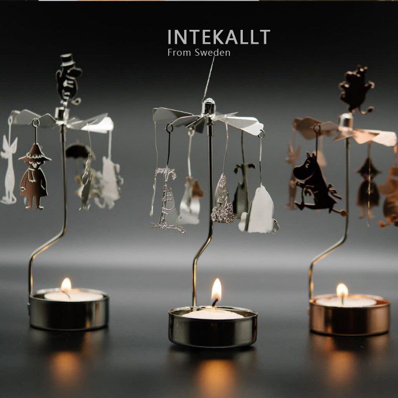 北欧Pluto香薰烛台金色银色姆明四叶凉亭旋转室内装饰餐厅摆件
