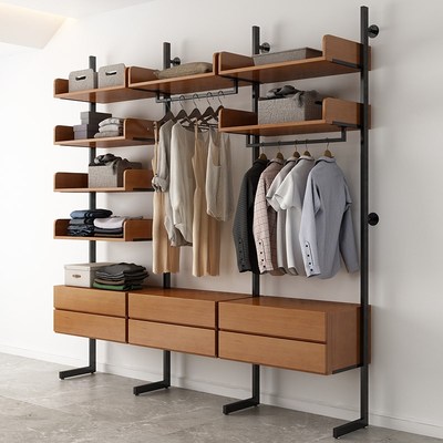 金属衣柜北欧铁艺步入式衣架落地卧室衣橱挂墙开放式衣帽间置物架