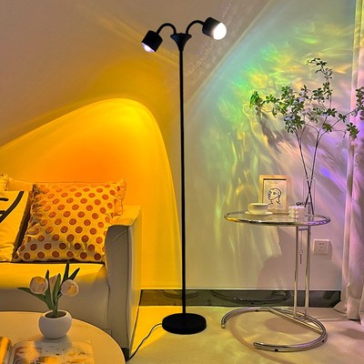 水波纹氛围落地灯双头分叉网红直播拍摄家居美容院果茶店背景灯