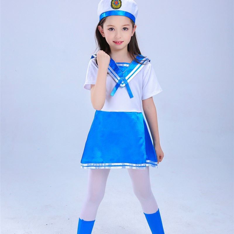 儿童六一男女儿童表演服小海军合唱服水兵服幼儿舞蹈演出服蓝色儿