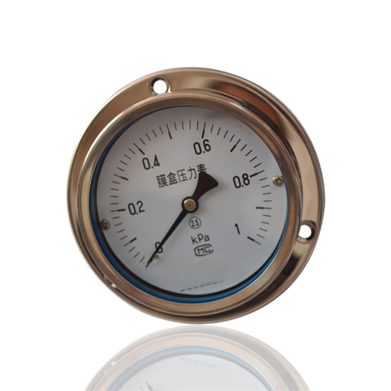 不锈钢微压力表不锈钢膜盒压力表燃气千帕表YE100ZT 1KPA M20*1.5