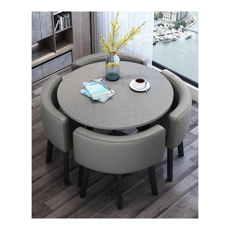 可收纳网红小 桌椅组合简约4人办公接待洽谈休息区圆桌正方形餐桌