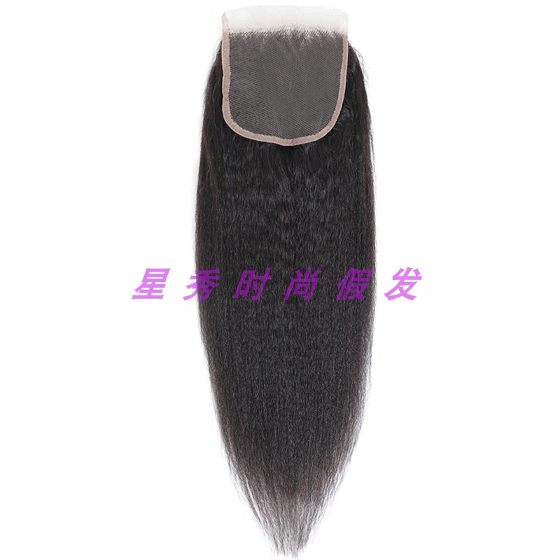 9A Full handmade 4*4Lace closure human hair kinky straight