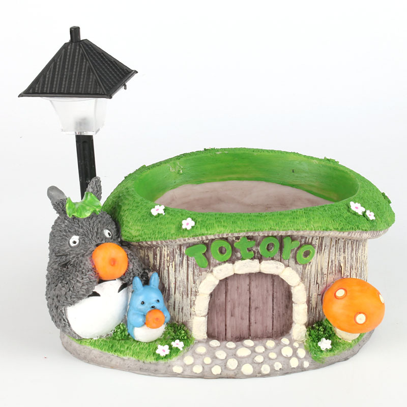 创意多肉植物树脂花盆龙猫澡盆树桩守护花盆生日礼物卡通动物花盆