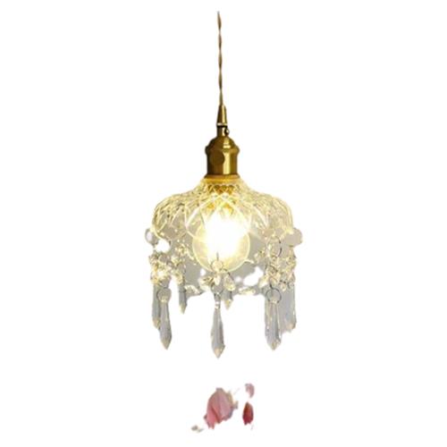 裕顺寿北欧复古黄铜玻璃小吊灯简约现代床头阳台水晶灯过道玄关走