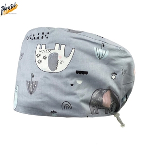 可调节扣印花手术室帽子女护士帽纯棉口腔医生帽厨房帽防油烟帽