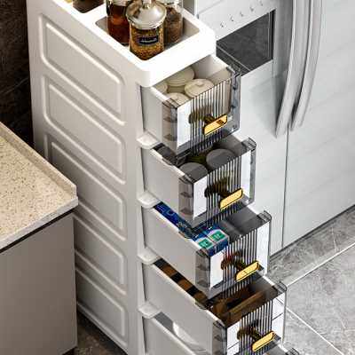 室内透明夹缝柜置物架卫生间落地抽屉式收纳柜厨房缝隙窄边储物柜