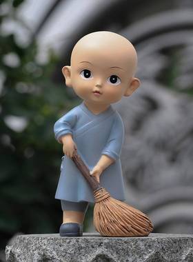 0208新款 小和尚车载摆件可爱少林小子汽车内装饰品办公室桌面树