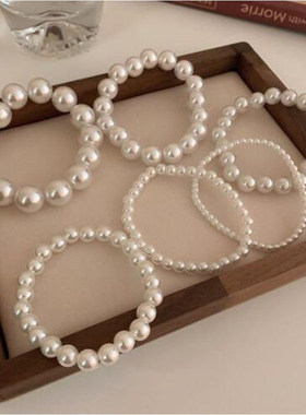 法式复古简约弹力手链女生串珠子手链手串高级感手饰品手环