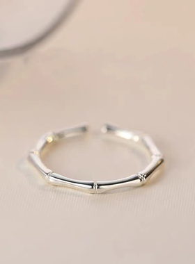 竹节戒指女素圈食指戒小众高级感尾戒开口戒