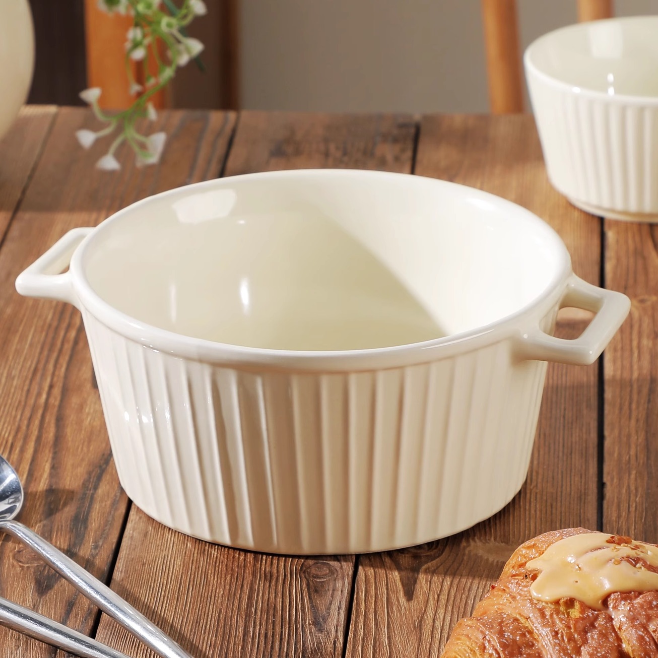 家用9英寸双耳汤锅法式赫本风