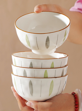 10只装家用陶瓷餐具咏柳碗咖边米饭碗小汤碗日式风格2025新款饭碗