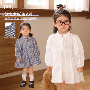 小o爸女婴童 女宝宝连衣裙2026秋季新款婴儿文艺学院风长袖衬衫裙