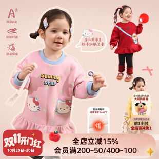 小o爸女婴童 女宝宝中长款卫衣加绒2026冬季新款婴儿卡通洋气上衣