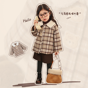 小o爸女婴童 女宝宝呢子外套2025冬季新款婴儿韩系气质格子大衣
