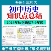 初中历史七八九年级上下册知识点汇总电子版 2025秋季 新版 复习资料