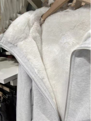 加绒外套卫衣女款加厚棉服冬季2025新款羊羔绒羊羔毛夹棉初冬厚款