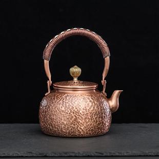 茶壶锤纹紫铜壶炭火烧水壶复古铜壶功夫茶壶 包邮 手工捶打家用中式