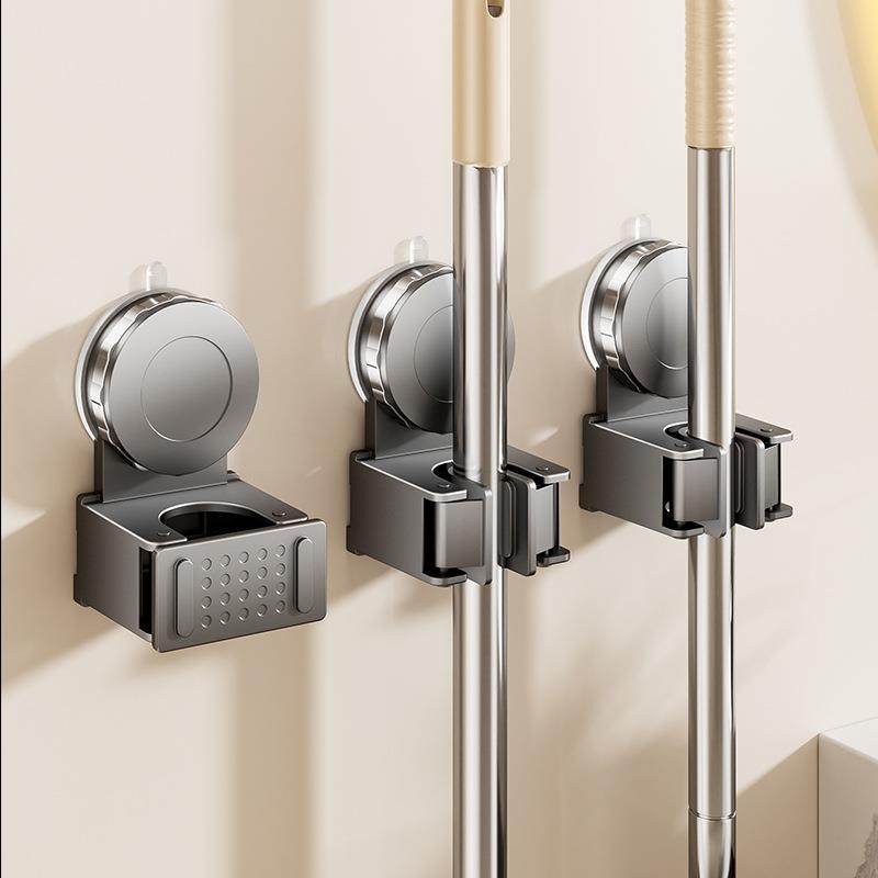 强力真空吸盘拖把架厕所阳台墙上置物收纳架卫生间壁挂扫把拖把夹