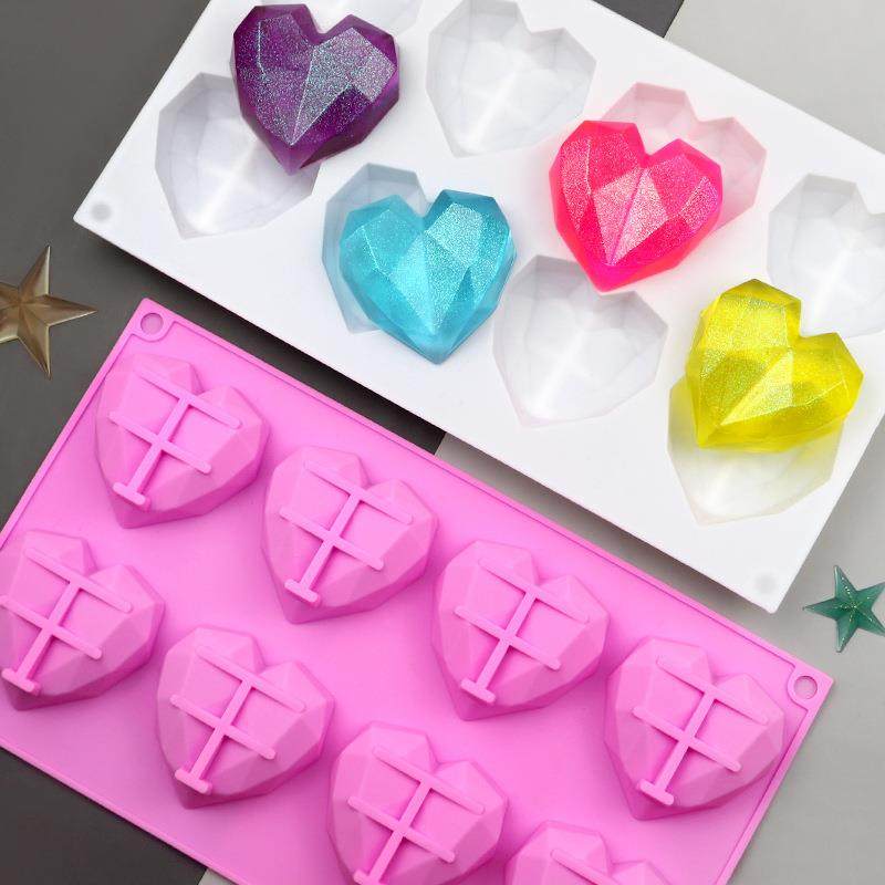 蓝调新品硅胶蛋糕模具 8连小爱心 巧克力模 diy皂模 立体手工皂模