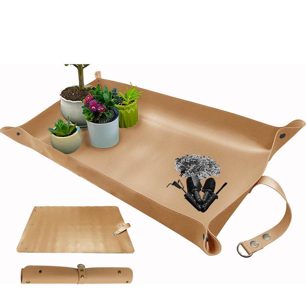 现货皮革园艺垫换土垫防水盆栽移植地垫泥土托盘花园园艺垫子