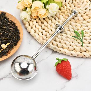按压式 304不锈钢球形茶漏滤茶器 泡茶器伸缩针筒茶球茶叶过滤器