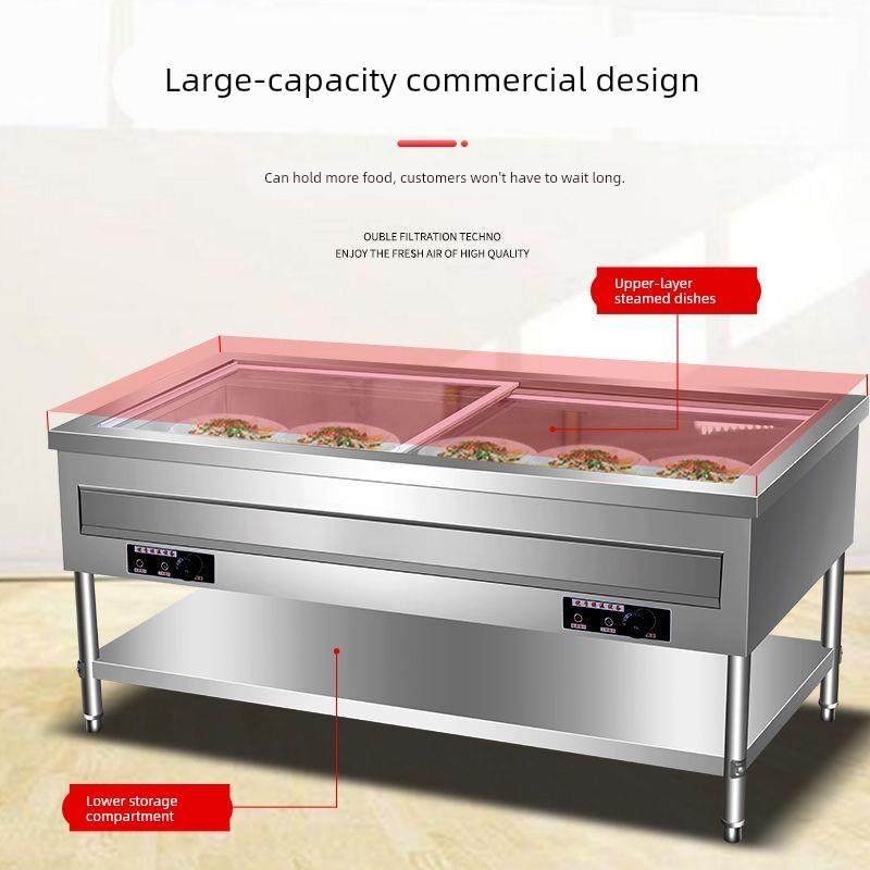 保温售饭台小碗菜浏阳蒸菜台商用不锈钢碗摆摊快餐台式台电加热