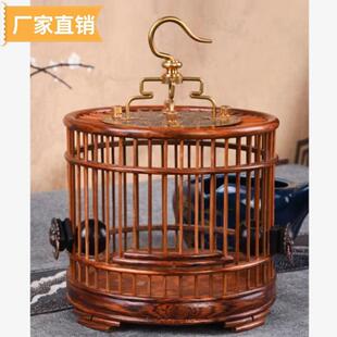 精致红木蝈蝈笼子黄铜钩子红木经典老式手工传统笼蝈蝈笼大号圆形