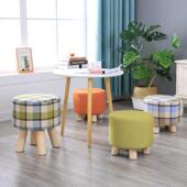 小凳子家用单人时尚 凳实木小板凳 创意布艺矮凳客厅沙发凳圆凳换鞋