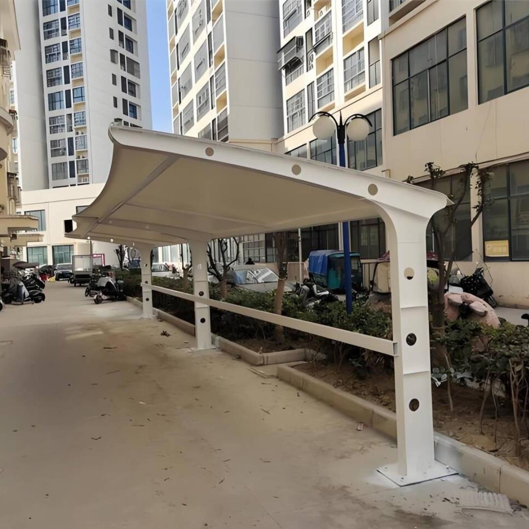 膜结构汽车停车棚遮阳棚雨棚社区电动脚踏车露天充电桩景观张拉膜