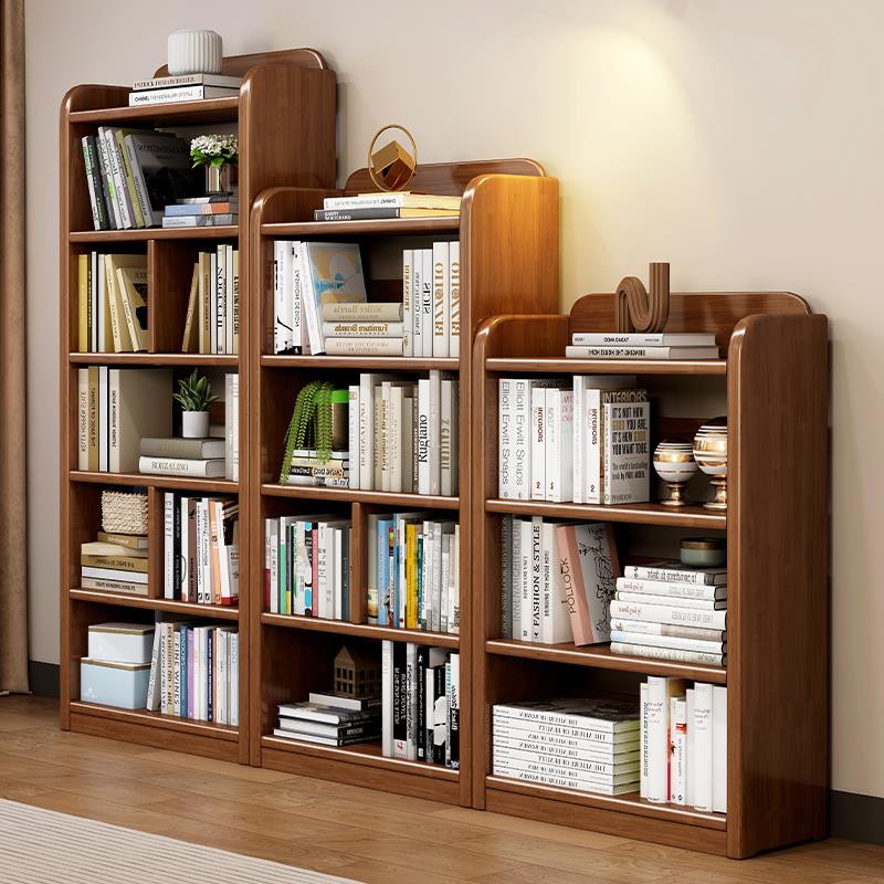 全实木书架落地置物架简约家用靠墙学生小书柜儿童书本多层收纳架