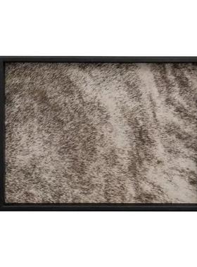 现代中古风虎纹马毛真皮托盘样板间茶几收纳盘卧室浴室香薰盘摆件