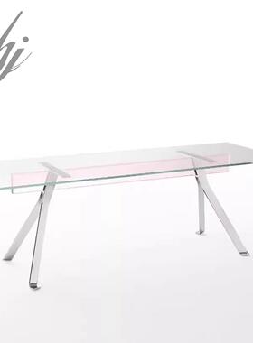 意式极简轻奢玻璃餐桌GLAS ITALIA Mari Cristal钢化玻璃会议桌子